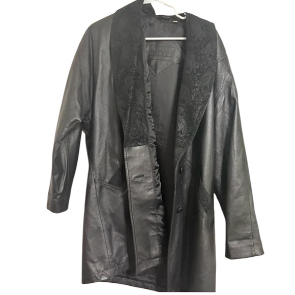 Preston & York Jackets & Blazers - Preston & York Black Genuine Leather Jacket with Lace Trim Size Medium